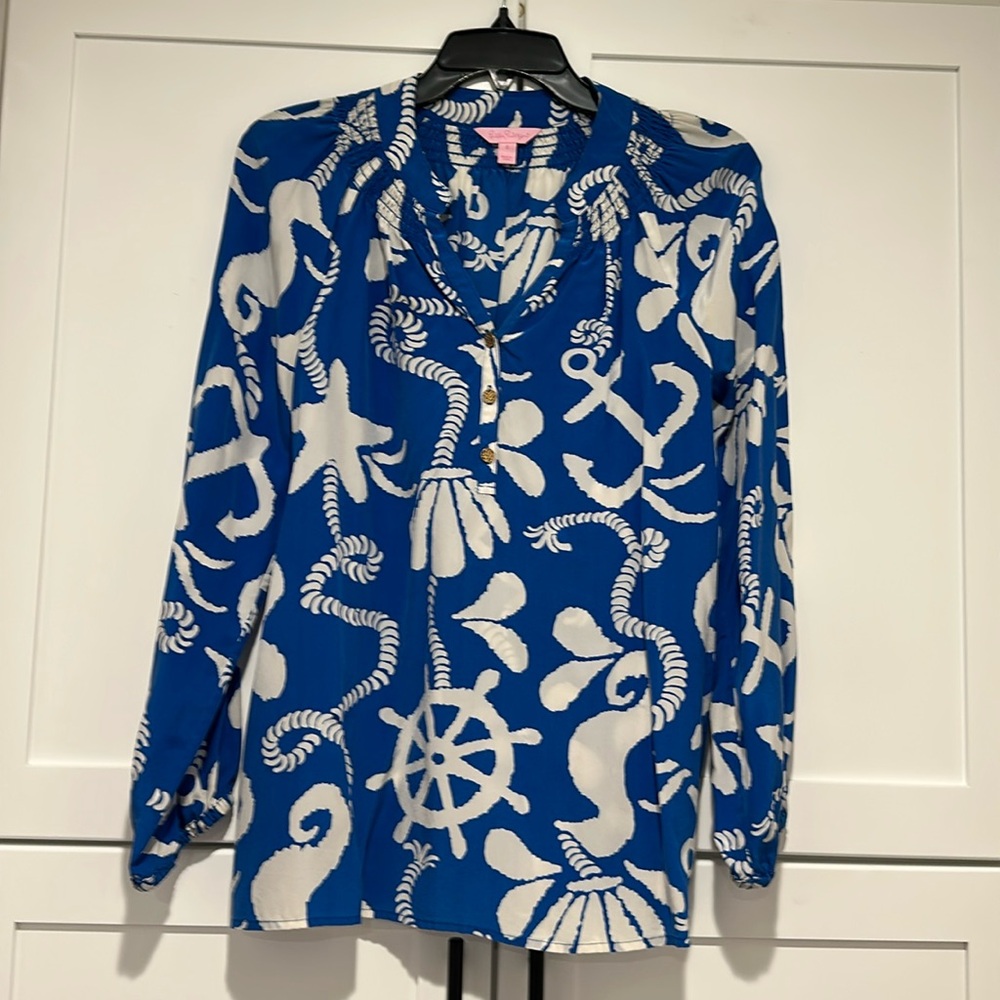 Lilly Pulitzer 100% silk blouse size small